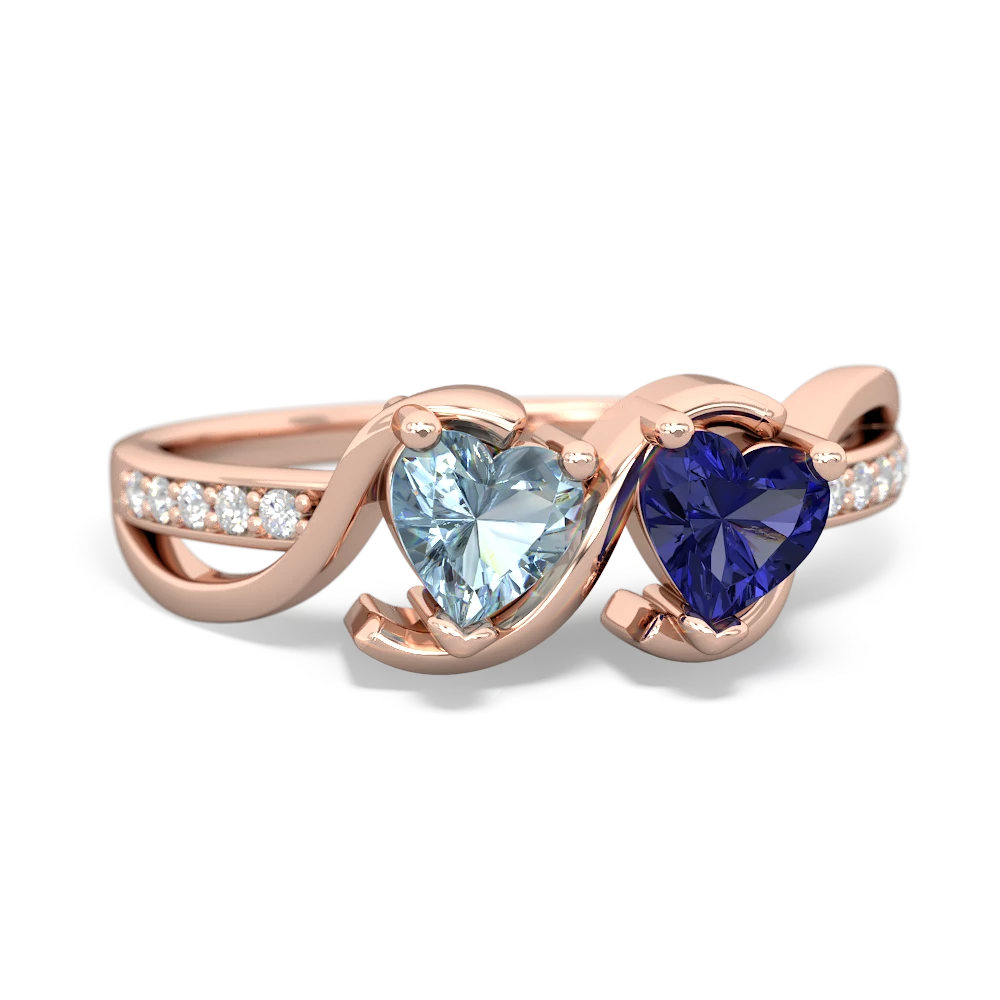 Aquamarine Side By Side 14K Rose Gold ring R3090