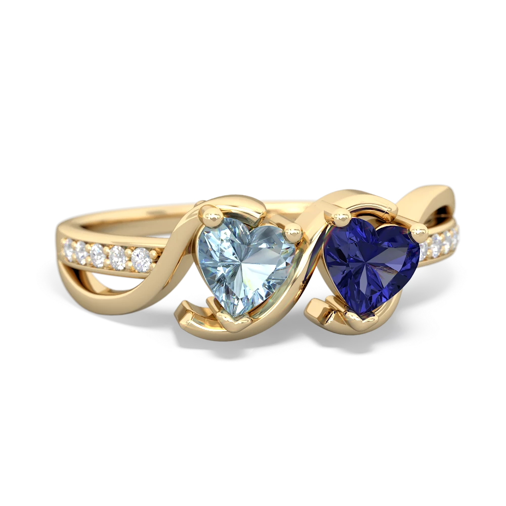 Aquamarine Side By Side 14K Yellow Gold ring R3090