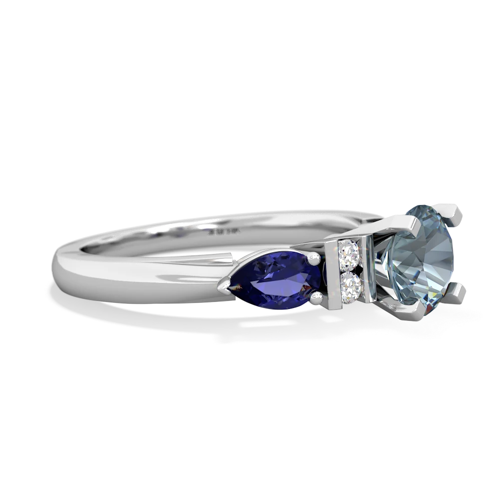 Aquamarine 6Mm Round Eternal Embrace Engagement 14K White Gold ring R2005