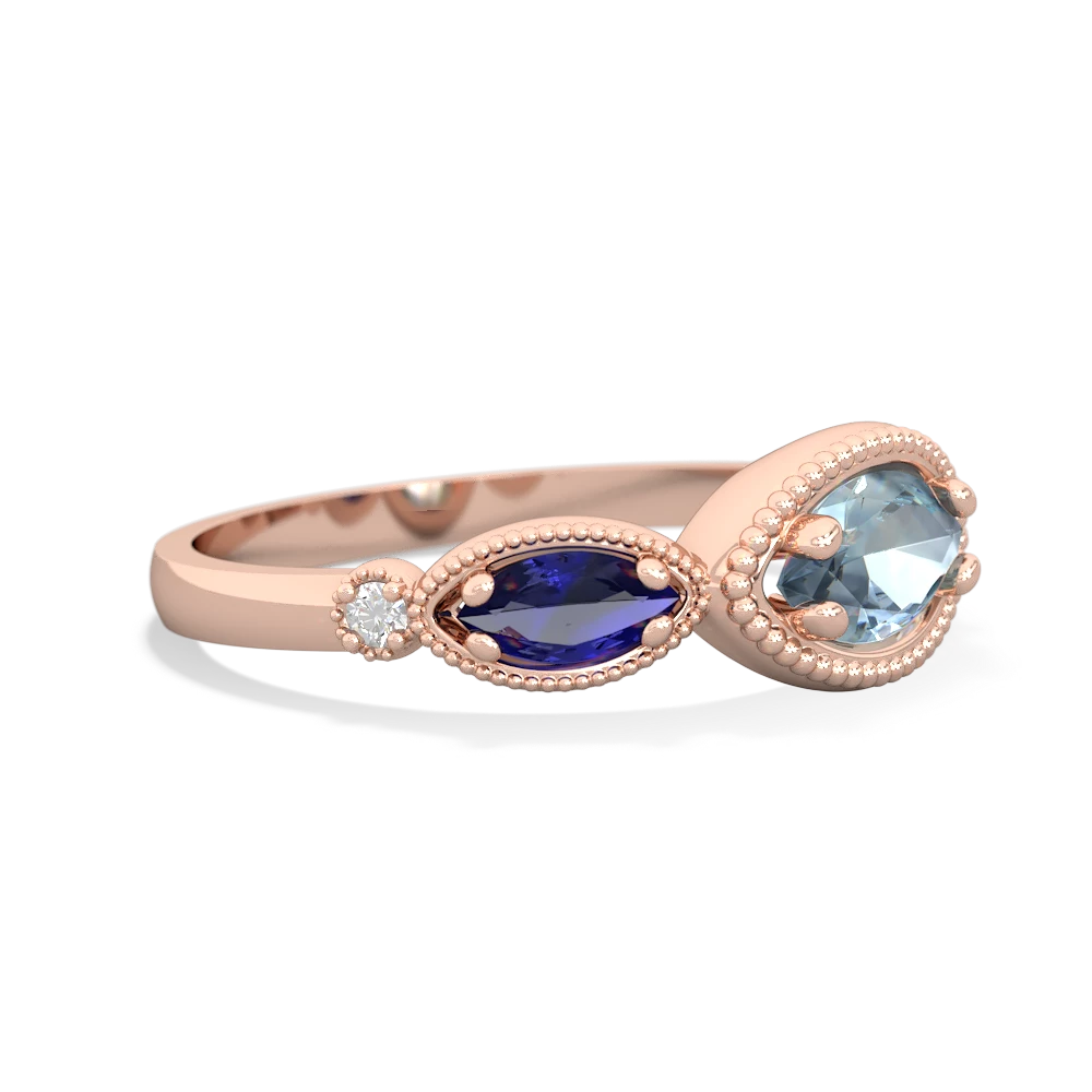 Aquamarine Milgrain Marquise 14K Rose Gold ring R5700