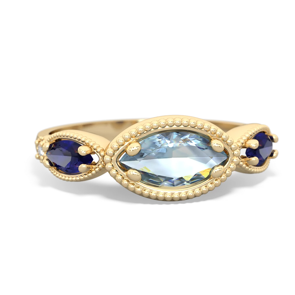 Aquamarine Milgrain Marquise 14K Yellow Gold ring R5700