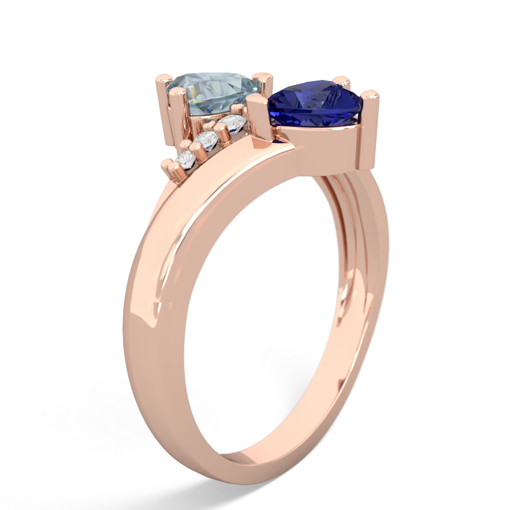 Aquamarine Heart To Heart 14K Rose Gold ring R2064