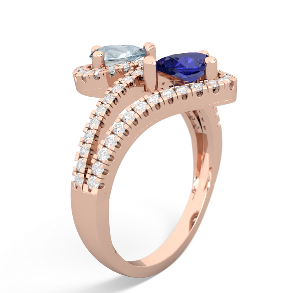 Aquamarine Diamond Dazzler 14K Rose Gold ring R3000