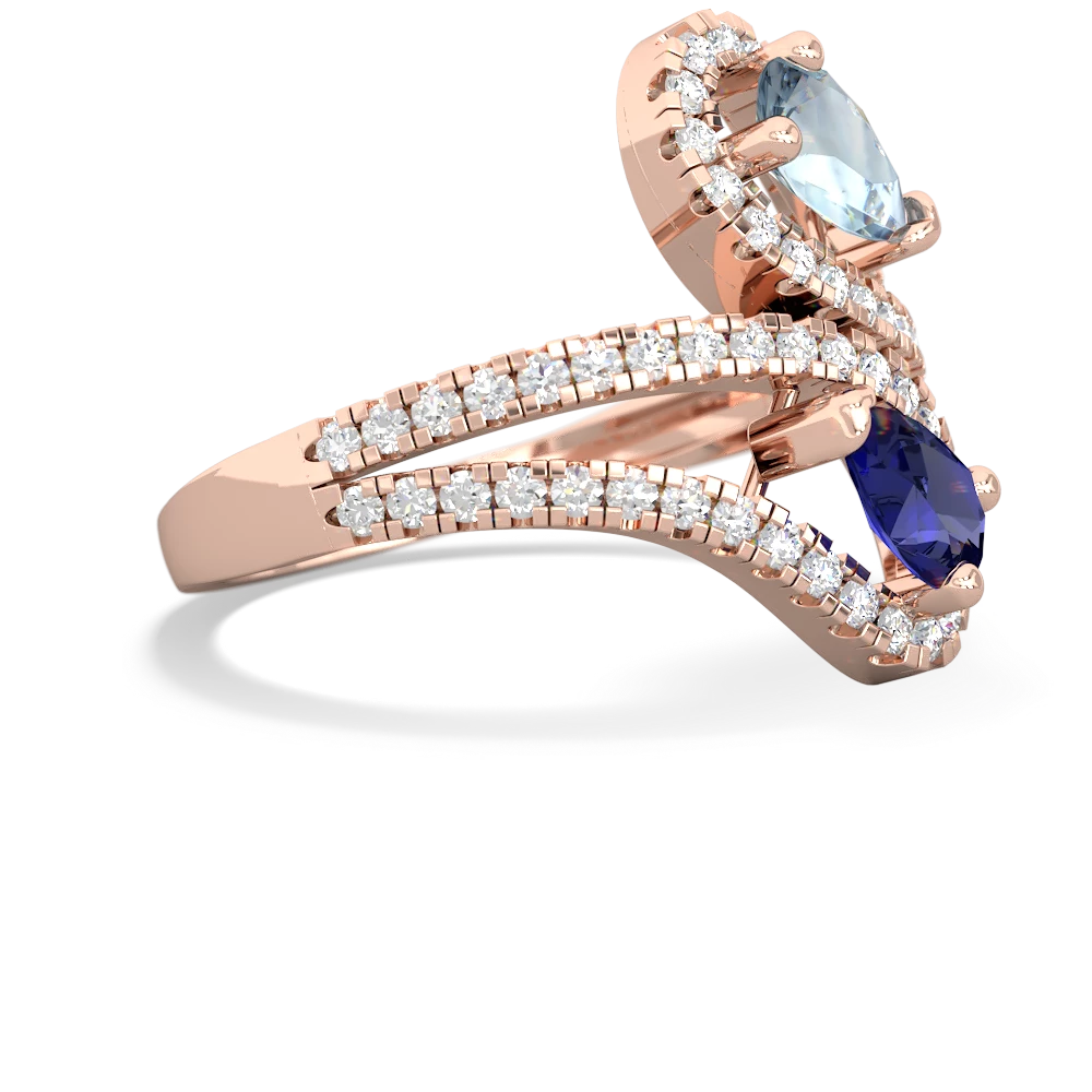 Aquamarine Diamond Dazzler 14K Rose Gold ring R3000