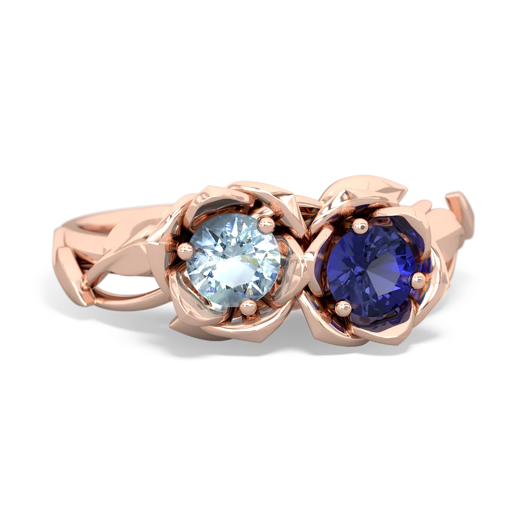 Aquamarine Rose Garden 14K Rose Gold ring R5510