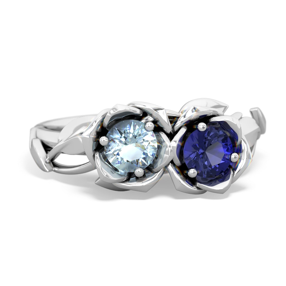 Aquamarine Rose Garden 14K White Gold ring R5510