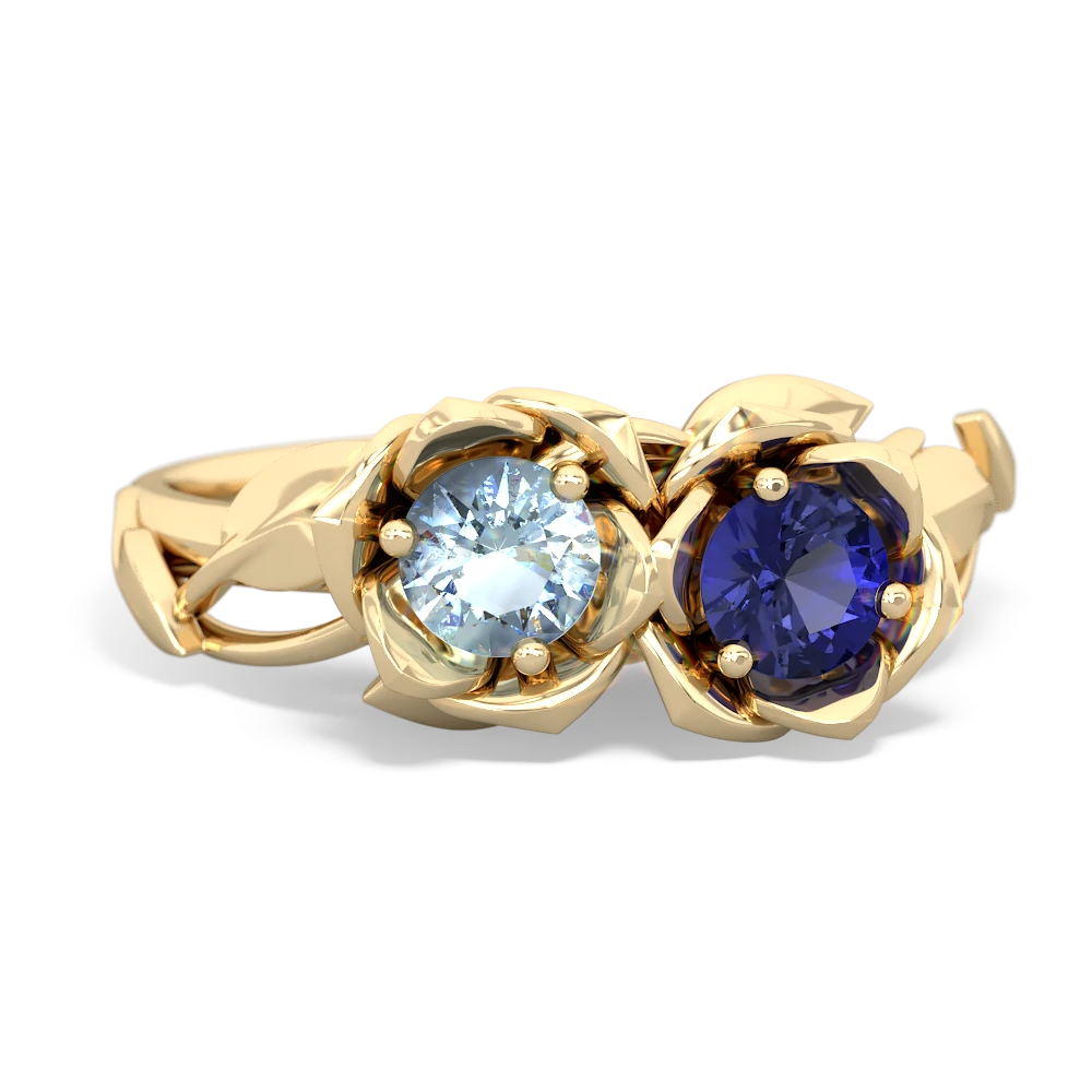 Aquamarine Rose Garden 14K Yellow Gold ring R5510