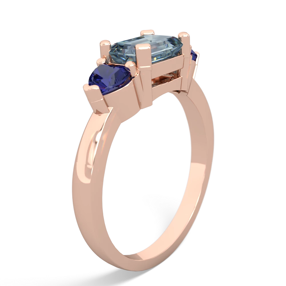 Aquamarine Three Stone 14K Rose Gold ring R5235