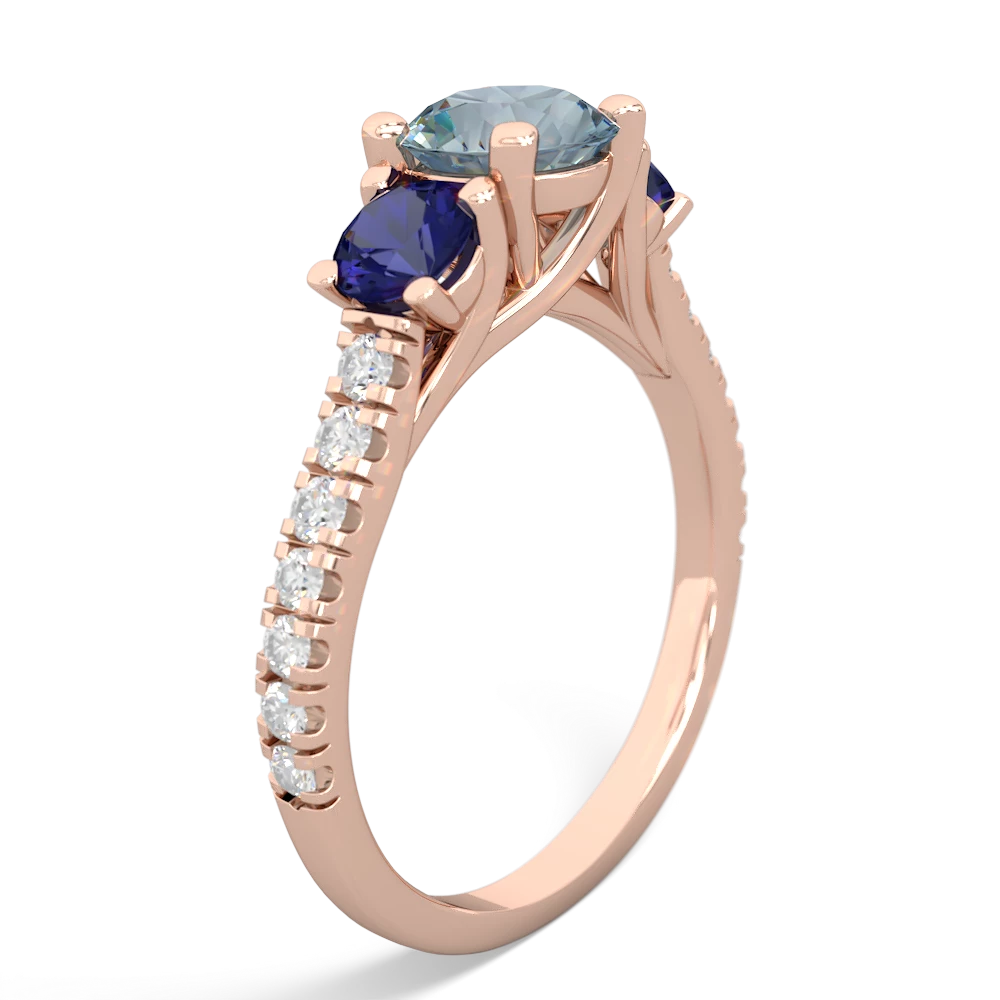 Aquamarine Pave Trellis 14K Rose Gold ring R5500