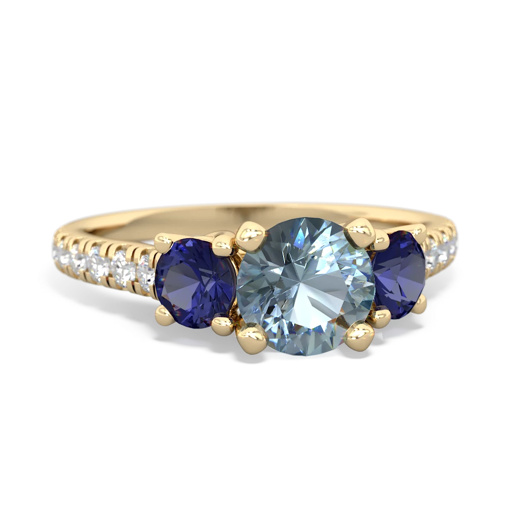 Aquamarine Pave Trellis 14K Yellow Gold ring R5500