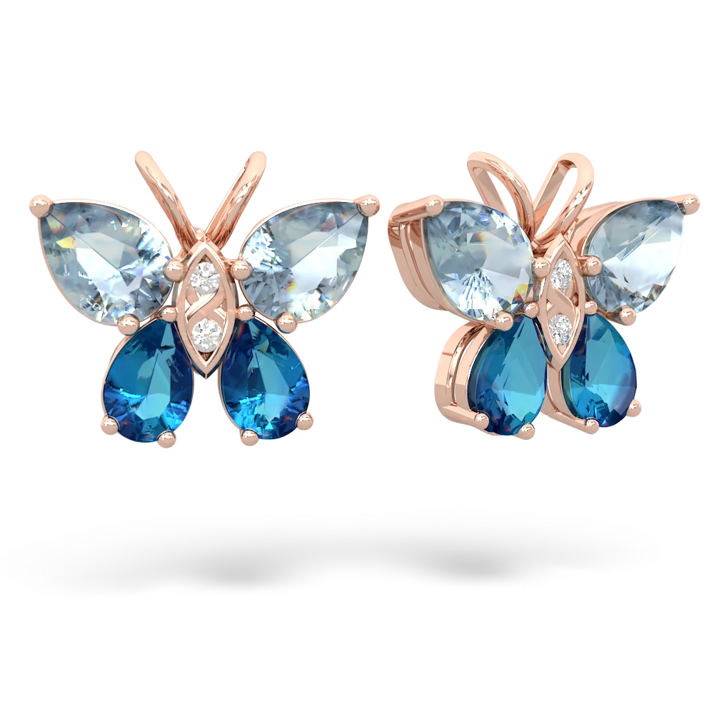 Aquamarine Butterfly 14K Rose Gold earrings E2215