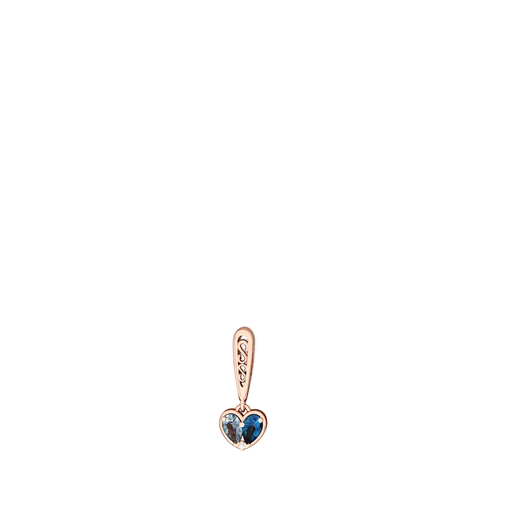 Aquamarine Filligree Heart 14K Rose Gold earrings E5070