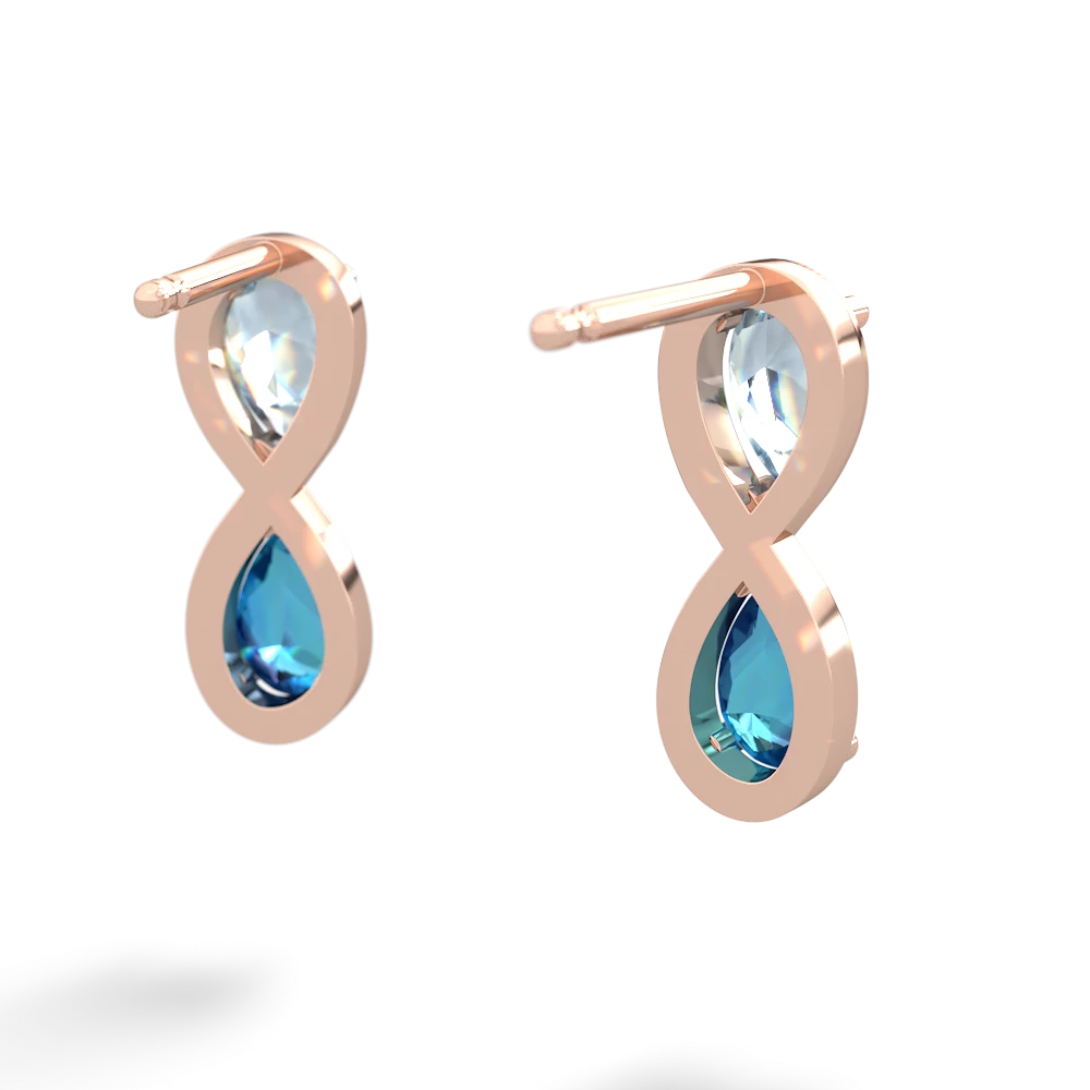 Aquamarine Infinity 14K Rose Gold earrings E5050