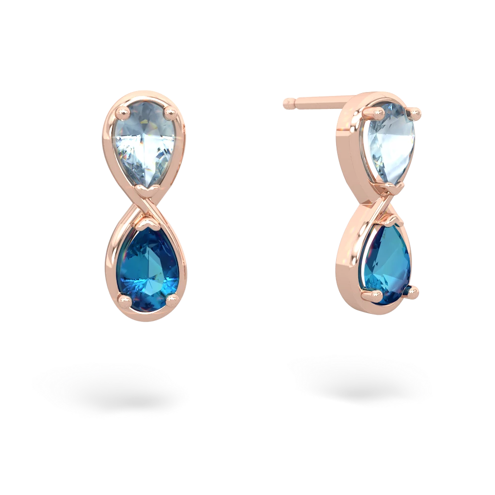 Aquamarine Infinity 14K Rose Gold earrings E5050