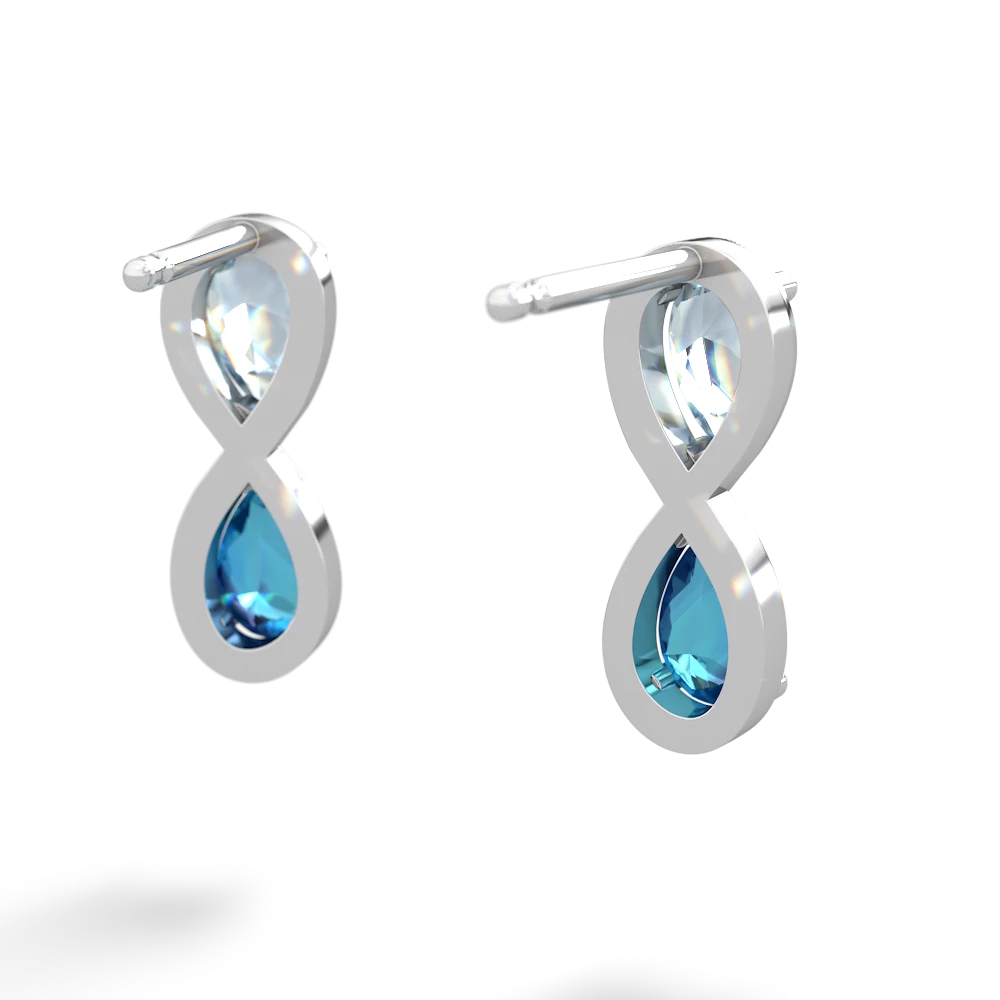 Aquamarine Infinity 14K White Gold earrings E5050