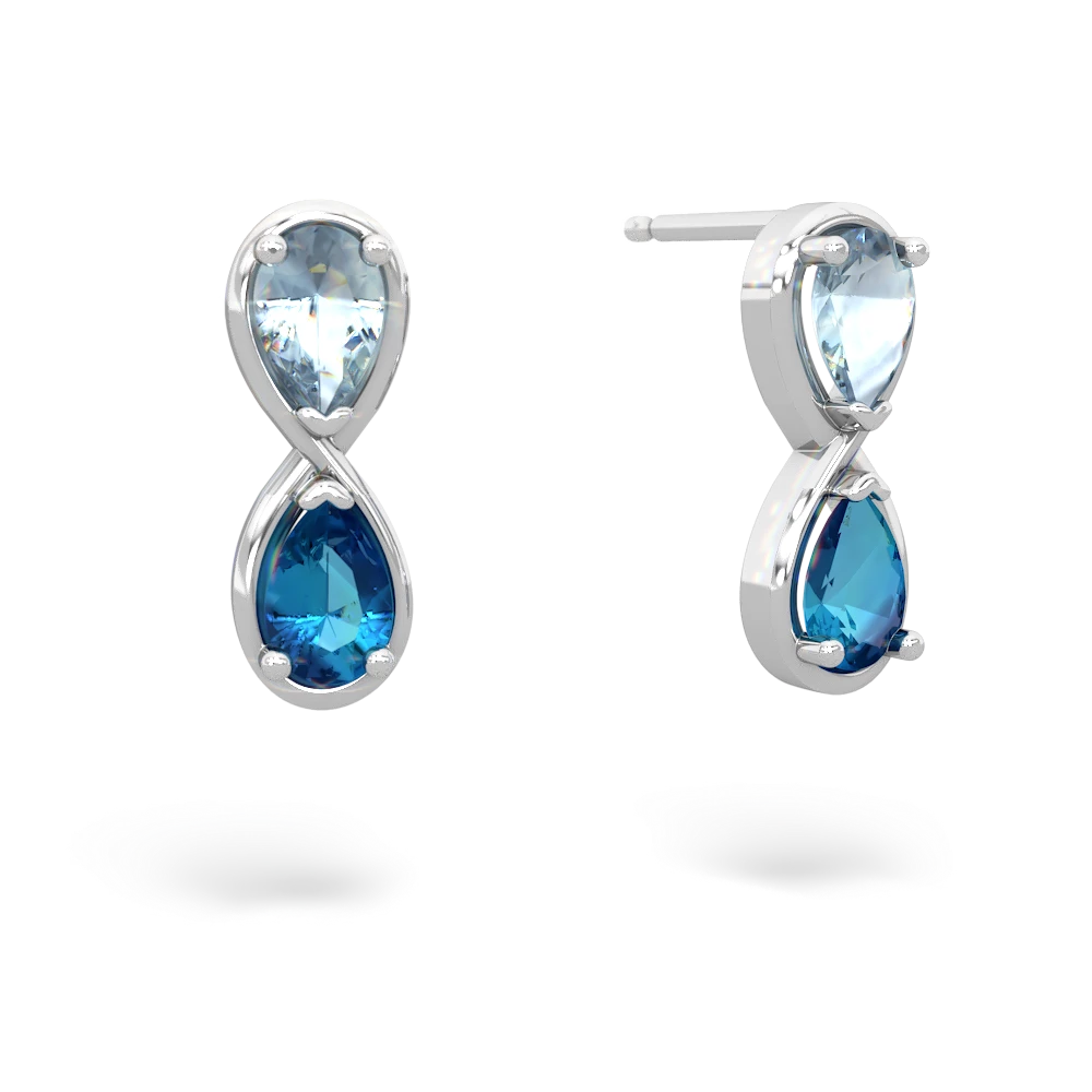 Aquamarine Infinity 14K White Gold earrings E5050