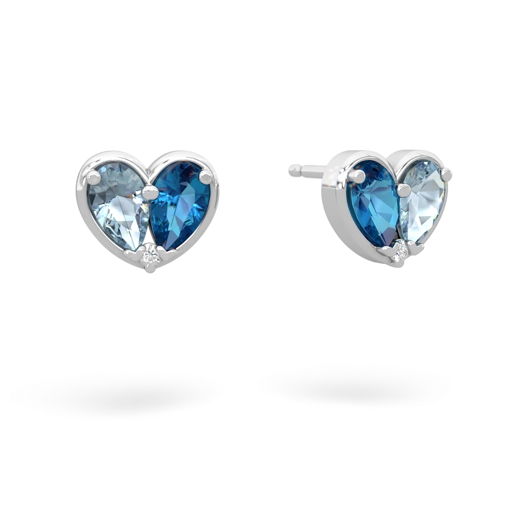 Aquamarine 'Our Heart' 14K White Gold earrings E5072