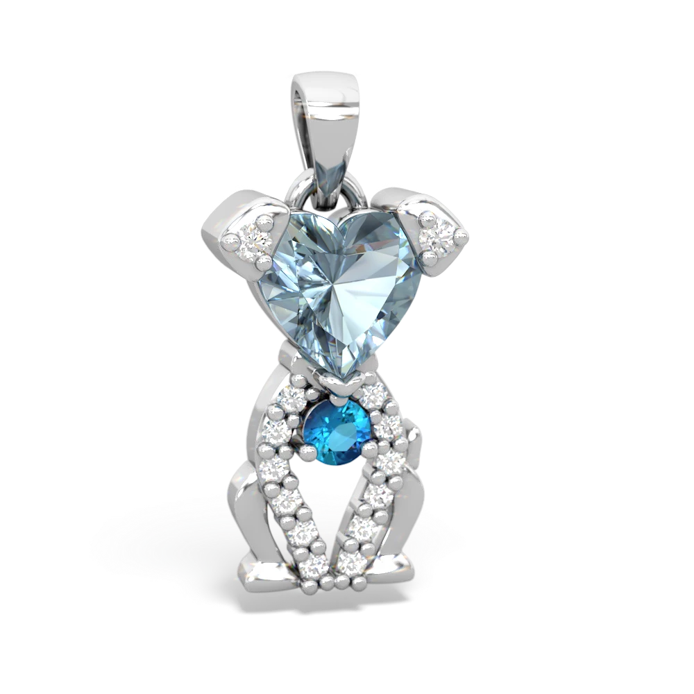 Aquamarine Puppy Love 14K White Gold pendant P5800