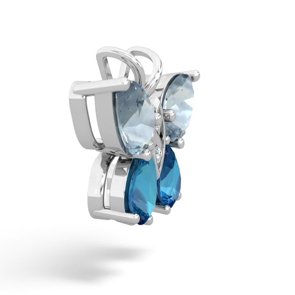 Aquamarine Butterfly 14K White Gold pendant P2215