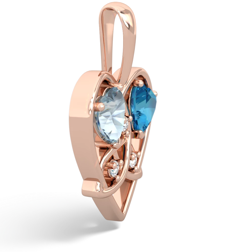 Aquamarine Celtic Trinity Heart 14K Rose Gold pendant P5331