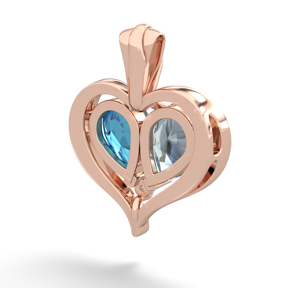 Aquamarine Two Become One 14K Rose Gold pendant P5330