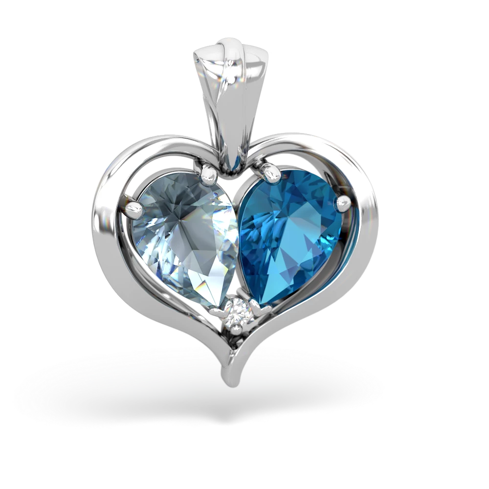 Aquamarine Two Become One 14K White Gold pendant P5330