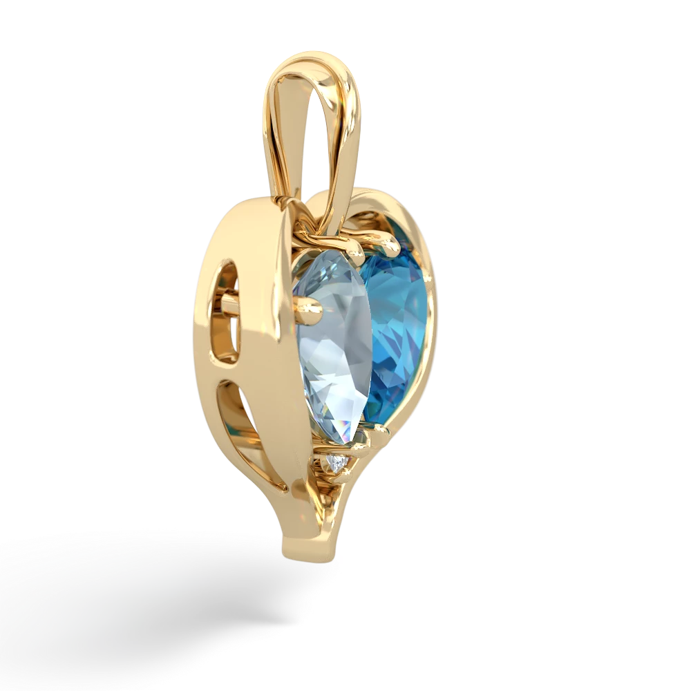 Aquamarine Two Become One 14K Yellow Gold pendant P5330