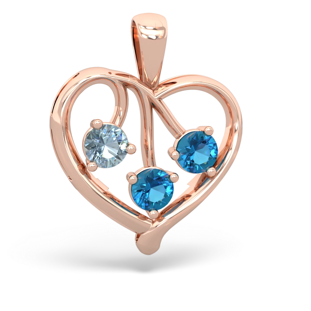 Aquamarine Glowing Heart 14K Rose Gold pendant P2233