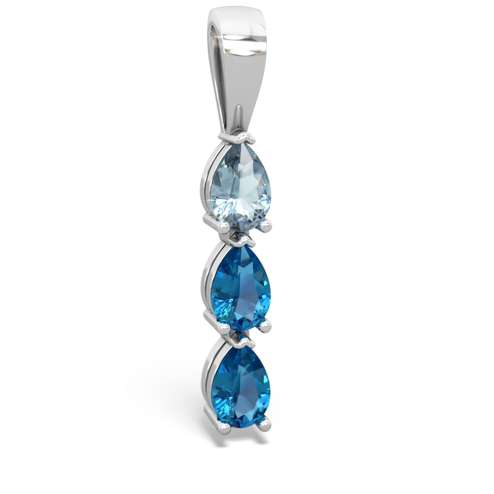 Aquamarine Dew Drops 14K White Gold pendant P2251