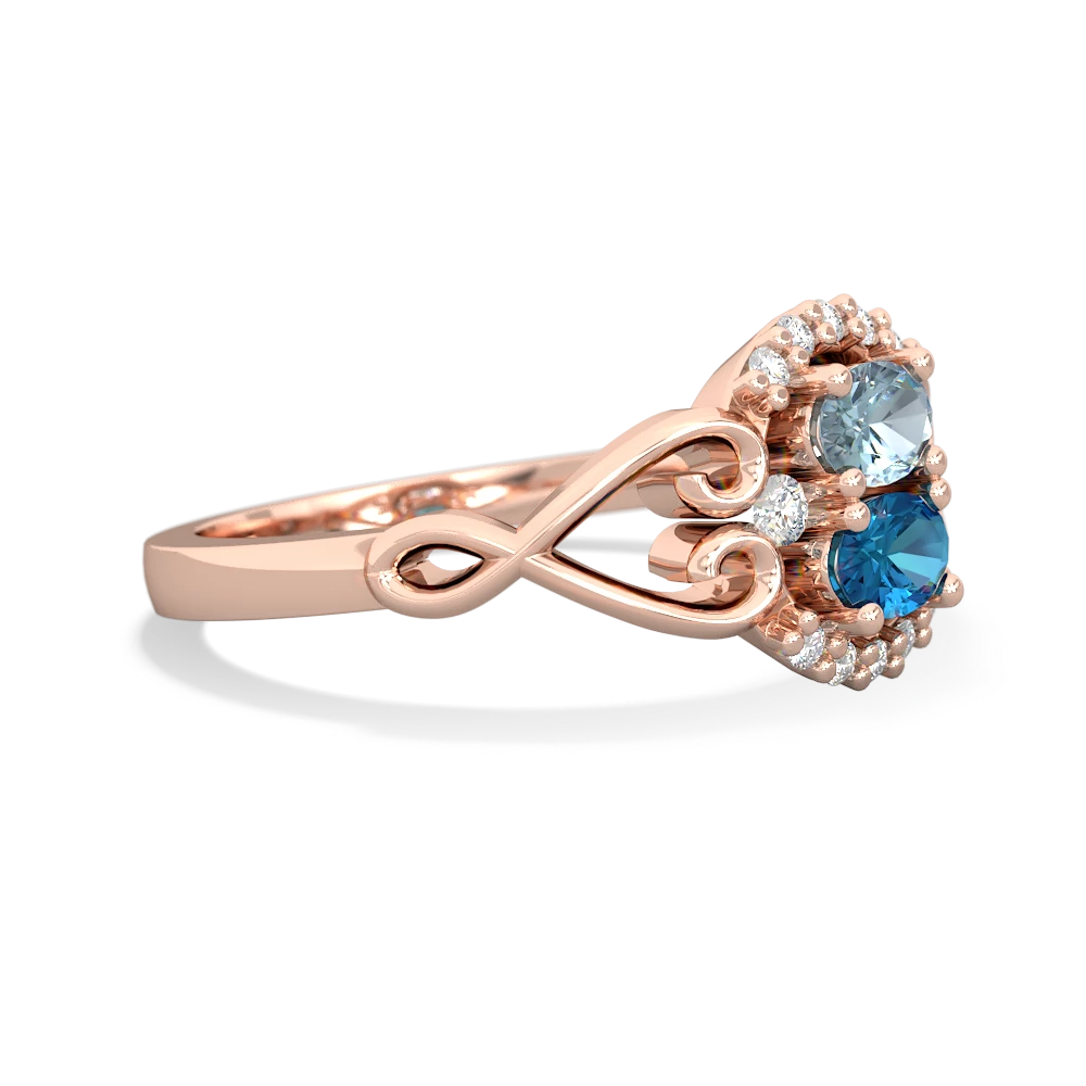 Aquamarine Love Nest 14K Rose Gold ring R5860