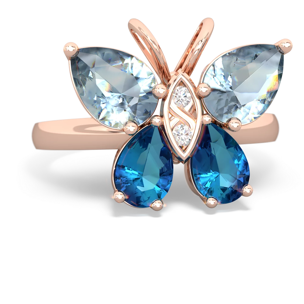 Aquamarine Butterfly 14K Rose Gold ring R2215