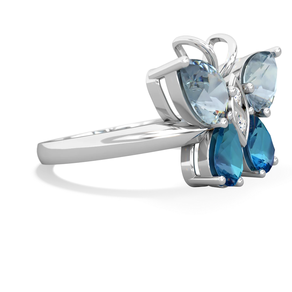 Aquamarine Butterfly 14K White Gold ring R2215