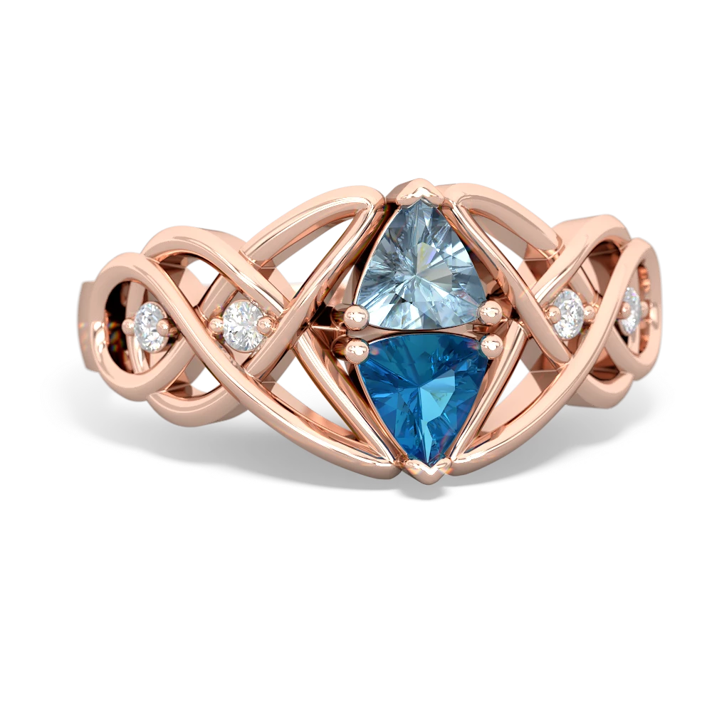 Aquamarine Keepsake Celtic Knot 14K Rose Gold ring R5300