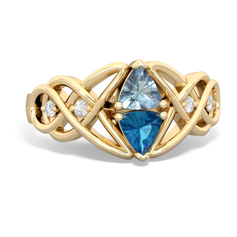 Aquamarine Keepsake Celtic Knot 14K Yellow Gold ring R5300