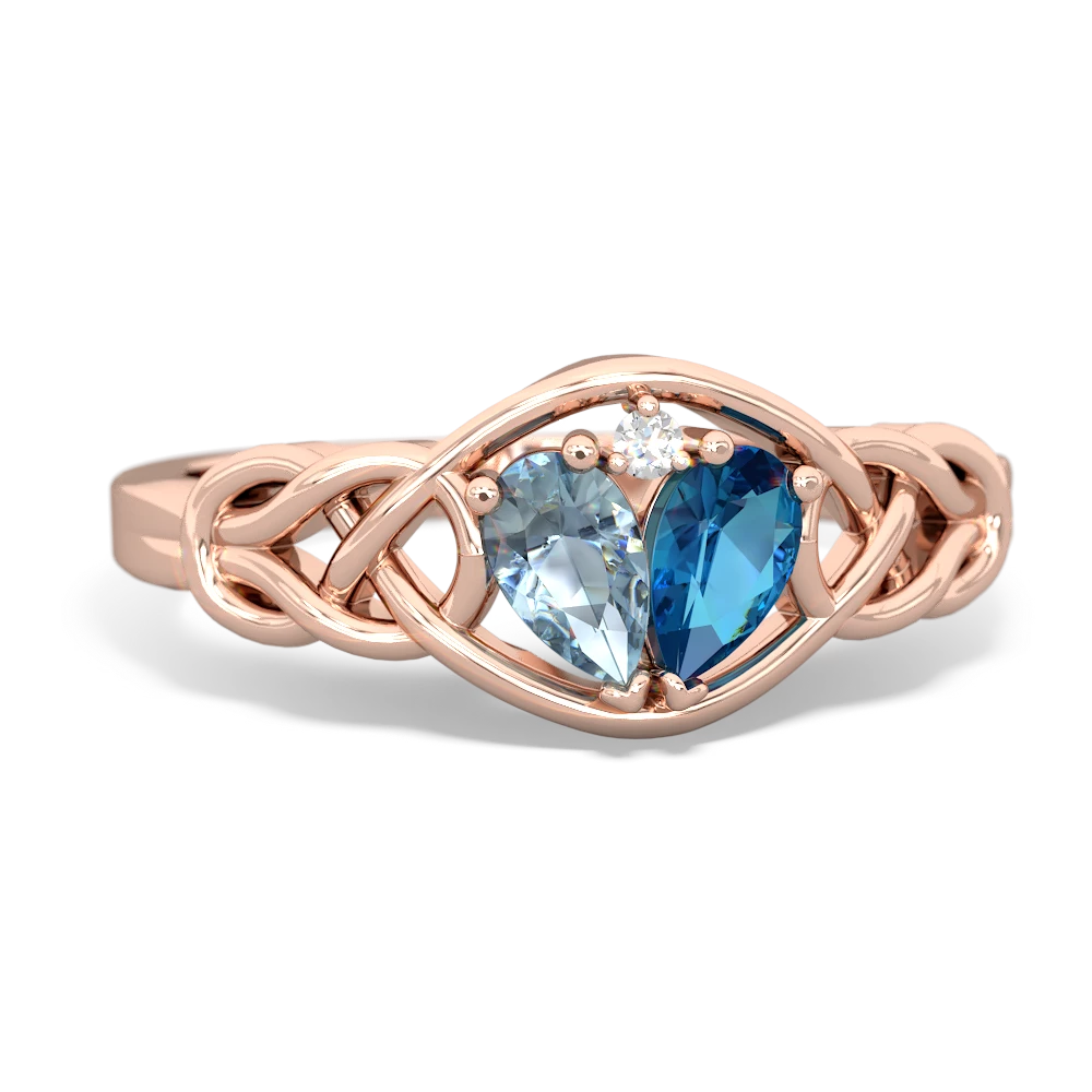 Aquamarine Celtic Love Knot 14K Rose Gold ring R5420