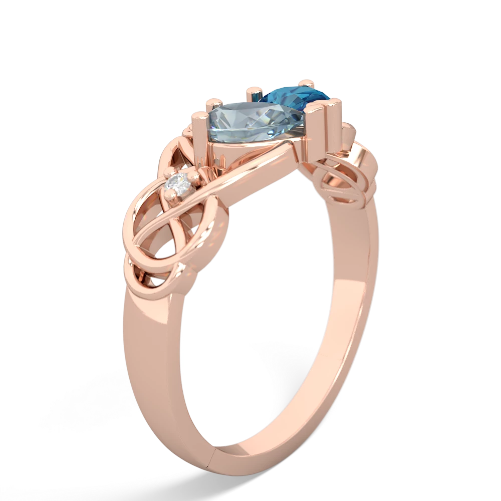 Aquamarine 'One Heart' Celtic Knot Claddagh 14K Rose Gold ring R5322