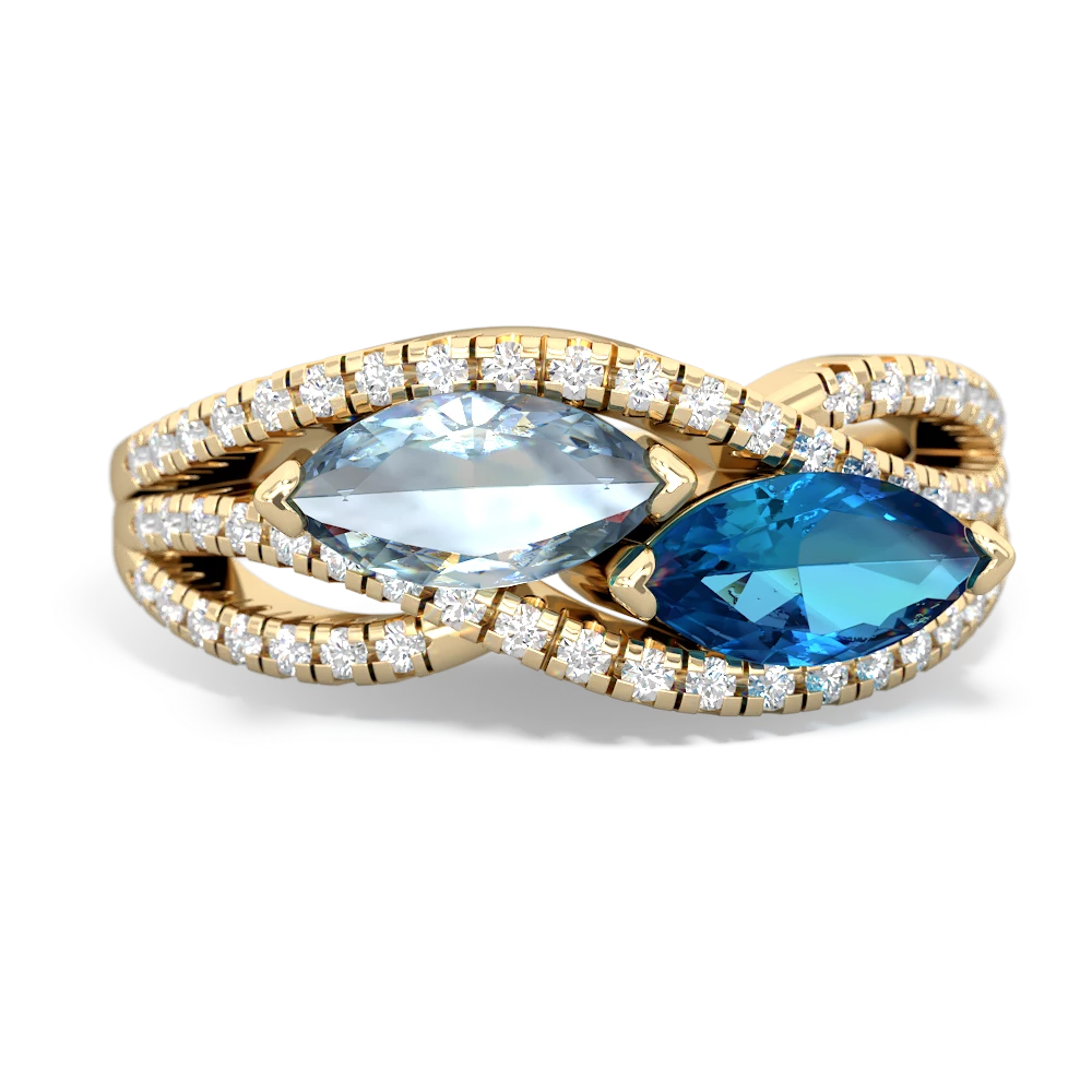 Aquamarine Diamond Rivers 14K Yellow Gold ring R3070