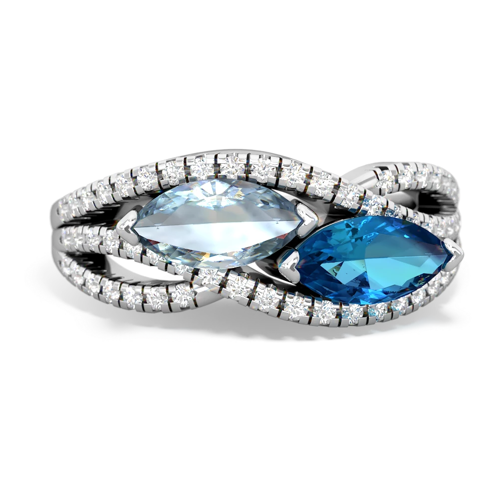 Aquamarine Diamond Rivers 14K White Gold ring R3070