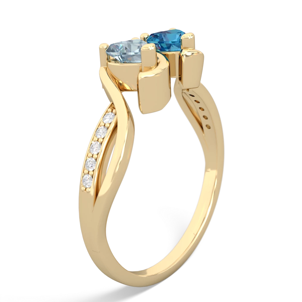 Aquamarine Side By Side 14K Yellow Gold ring R3090