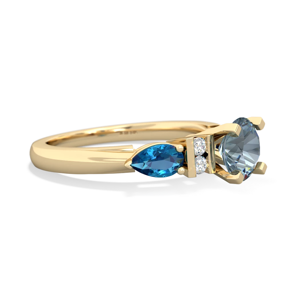 Aquamarine 6Mm Round Eternal Embrace Engagement 14K Yellow Gold ring R2005