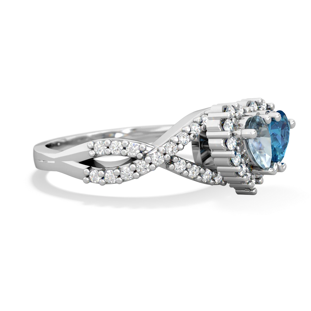 Aquamarine Diamond Twist 'One Heart' 14K White Gold ring R2640HRT