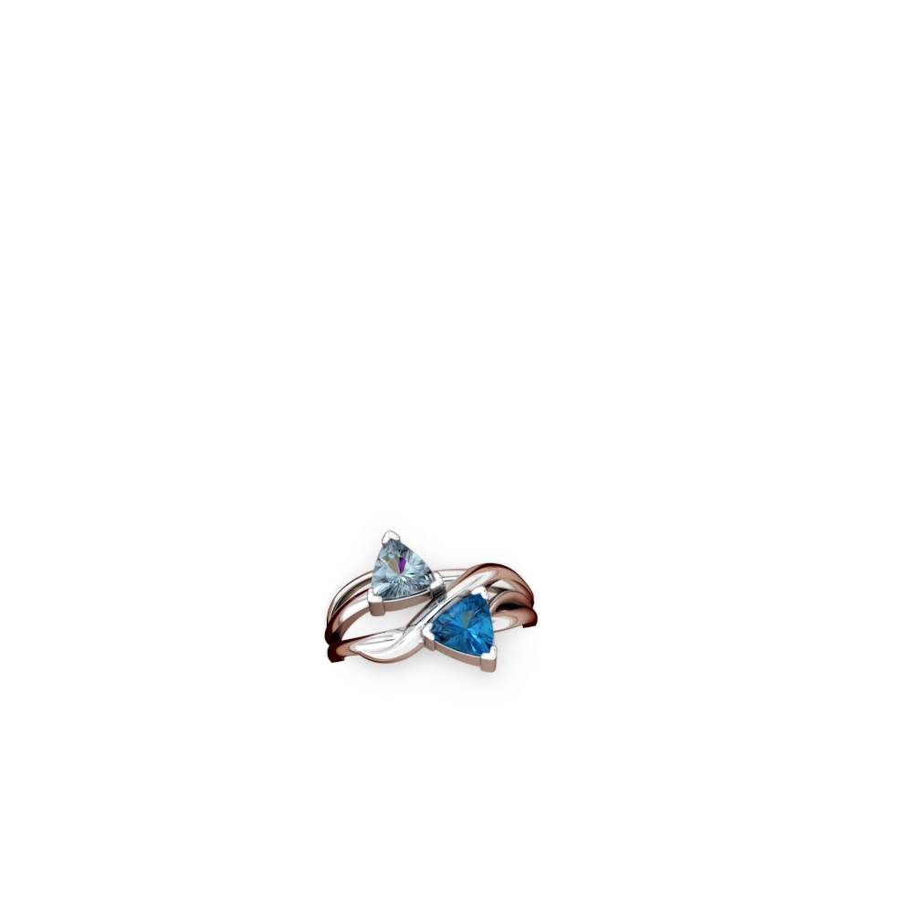 Aquamarine Split Band Swirl 14K White Gold ring R2341