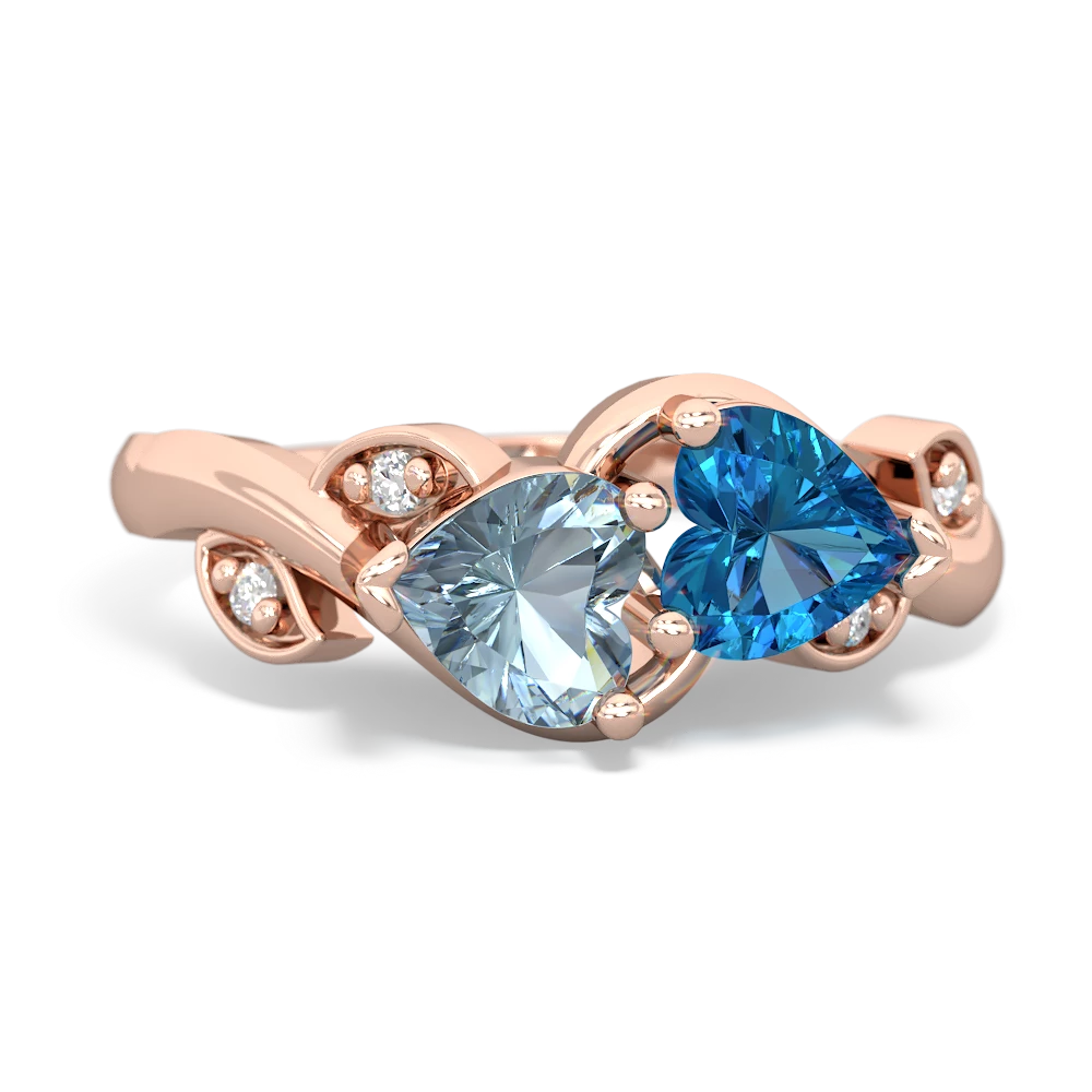 Aquamarine Floral Elegance 14K Rose Gold ring R5790