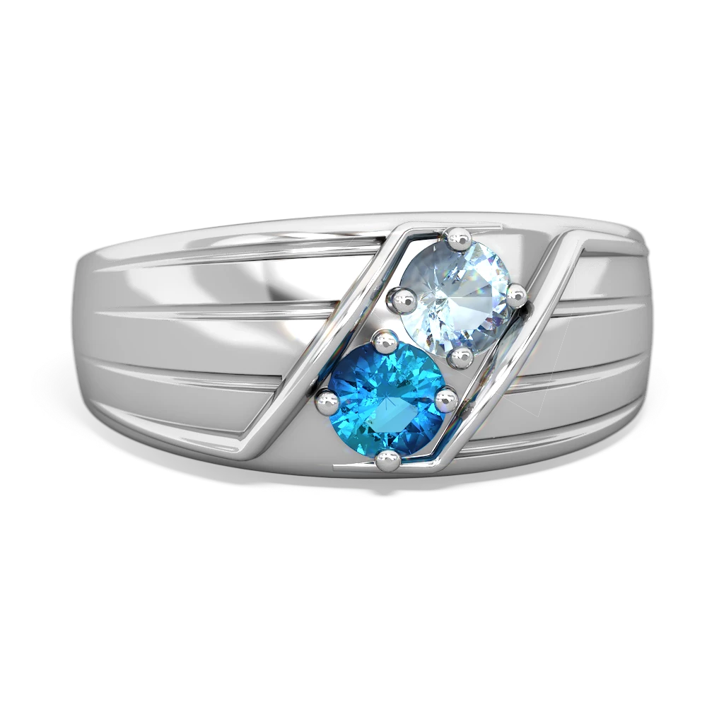 Aquamarine Men's Streamline 14K White Gold ring R0460