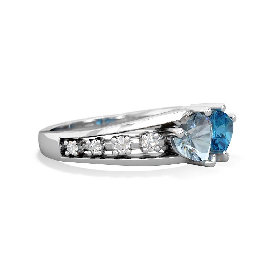 Aquamarine Heart To Heart 14K White Gold ring R3342