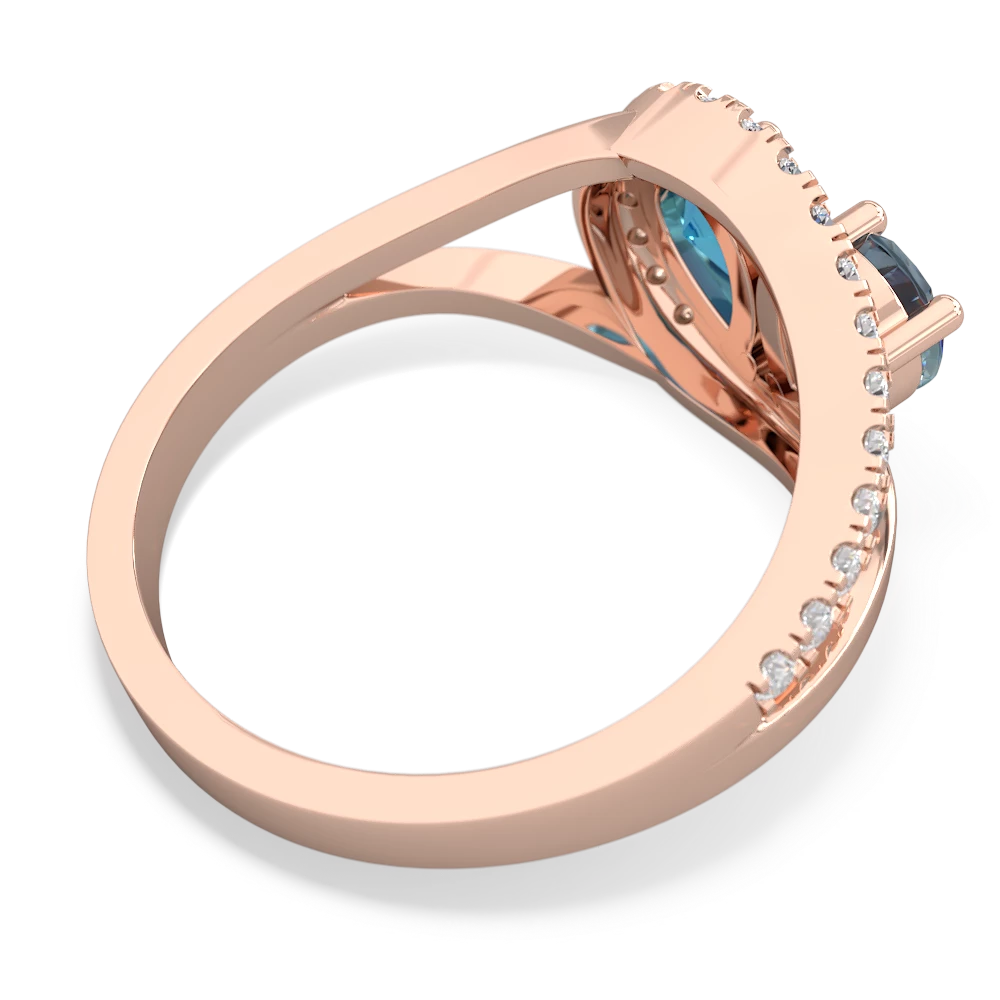 Aquamarine Nestled Heart Keepsake 14K Rose Gold ring R5650