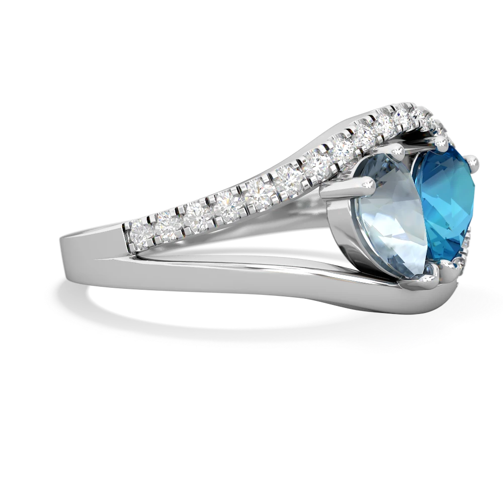 Aquamarine Nestled Heart Keepsake 14K White Gold ring R5650