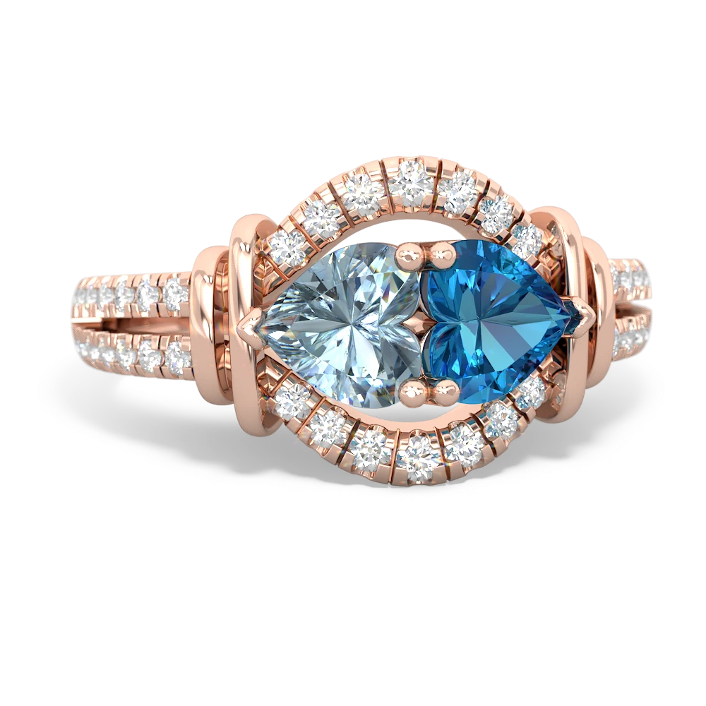 Aquamarine Art-Deco Keepsake 14K Rose Gold ring R5630