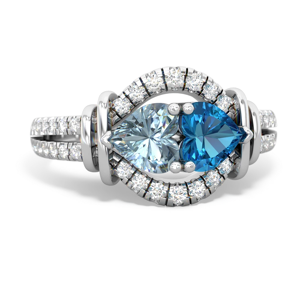 Aquamarine Art-Deco Keepsake 14K White Gold ring R5630