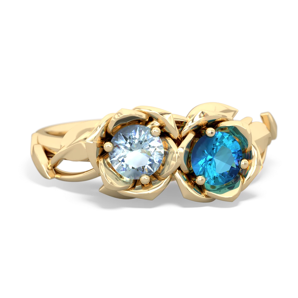 Aquamarine Rose Garden 14K Yellow Gold ring R5510